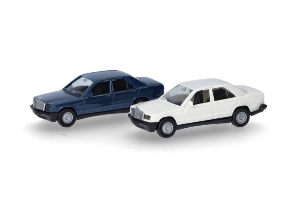 HER012409-009 - MERCEDES BENZ 190E azul y blanco - 2 piezas para montar - 1