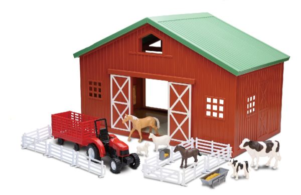 NEW05645 - Set de granja con establo de animales y remolque de tractor - 1