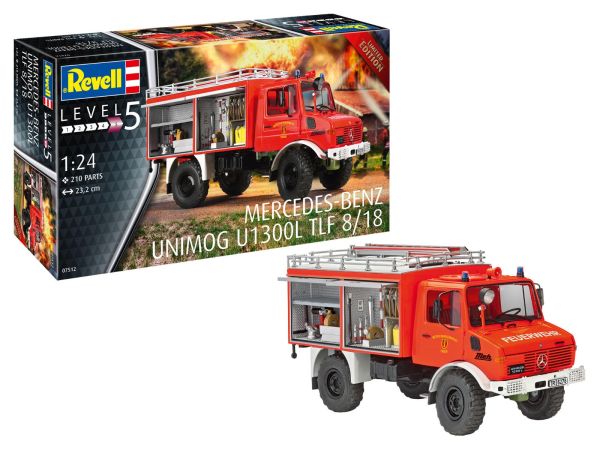 REV07512 - Maqueta para montar y pintar - MERCEDES Unimog U 1300 L TLF 8/18 Bombero - 1