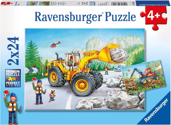 RAV078028 - 2 Puzzles 24 piezas Pala y tractor forestal - 1