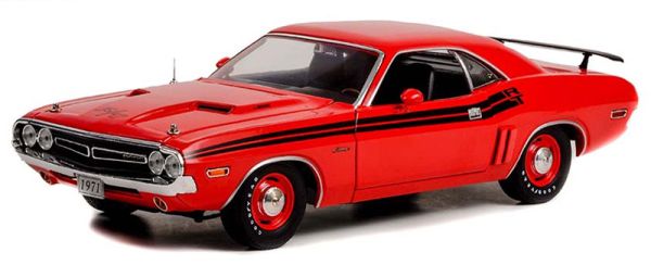 GREEN13631 - 1971 DODGE Challenger Rojo con rayas negras - 1