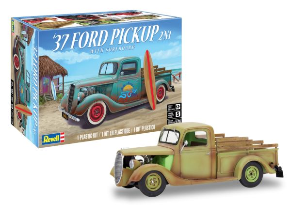 REV14516 - FORD pickup Street Rod 1937 con surf para montar y pintar  - 1