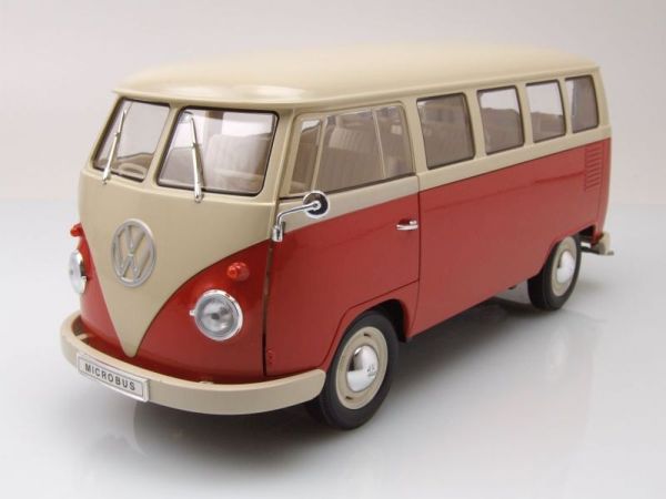 WEL18054ROUGE - VOLKSWAGEN Tipo 1 autobús 1963 Rojo y beige - 1