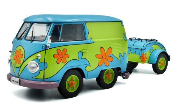 SOL1810904 - VOLKSWAGEN Combi con remolque - Flower Power 2024 azul y verde - 1