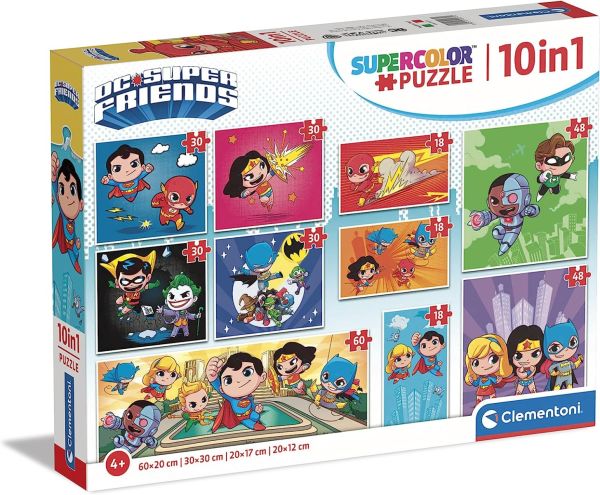 CLE20272 - Puzzle 10 en 1 3x18 4x30 2x48 y 1x60 piezas Dc Comics friends - 1