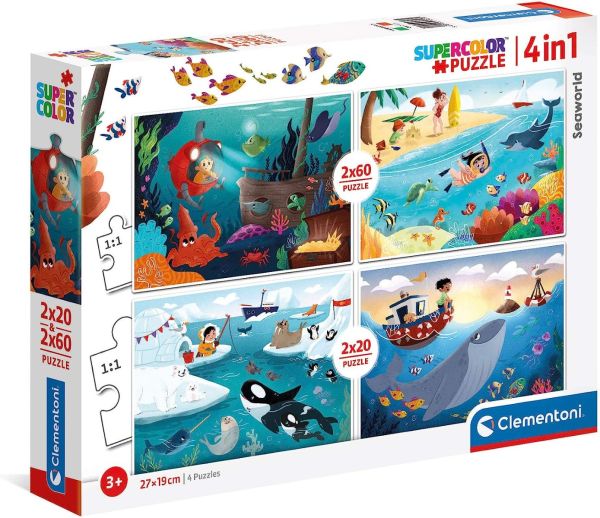 CLE21308 - Puzzle El Mundo Marino 2x20 y 2x60 piezas - 1