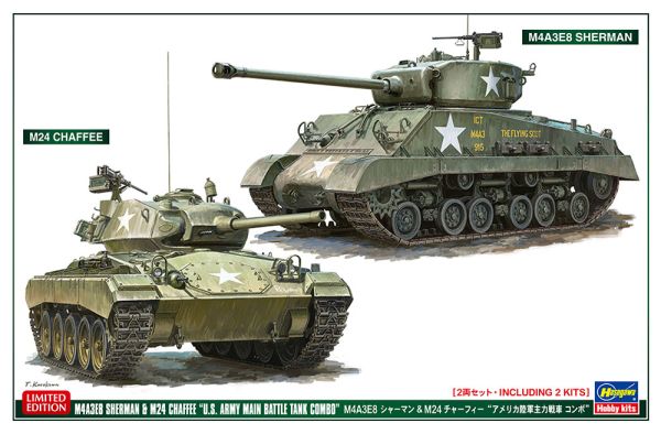 HAW30068 - Dos Cahrs de Combate - US Army - M4A3E Sherman y M24 Chaffee para montar y pintar - 1