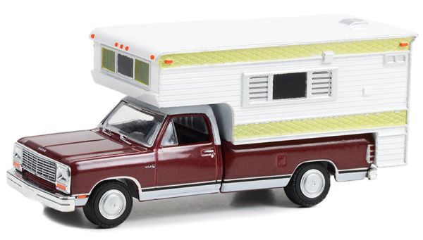 GREEN30409 - DODGE Ram D-250 real Pick-up rojo 1981 con camper grande bajo blister - 1