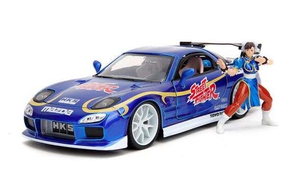 JAD30838 - MAZDA RX-7 con figura de CHUN-LI Azul 1993 STREET FIGHTER - 1