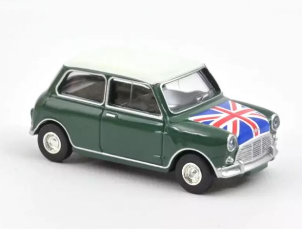 NOREV310524 - 1964 MINI COOPER S Verde almendra con bandera en el capó - 1