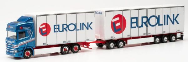 HER316552 - SCANIA 6x2 CR 20 HD con Dolly y remolque de 3 ejes EUROLINK azul - 1