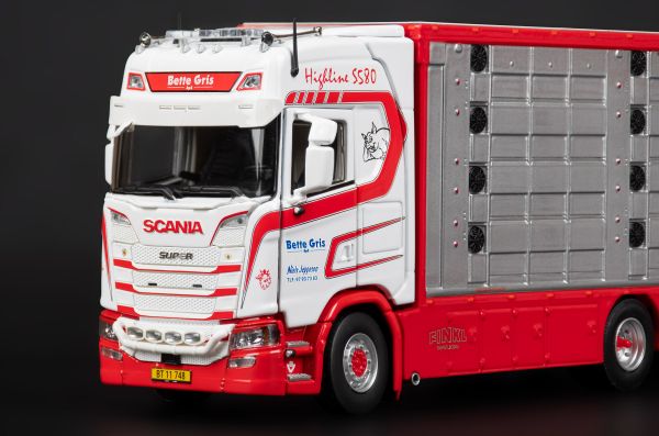 IMC32-0217 - SCANIA S High Roof 6x4 camión recto con remolque 1+2 Ejes transportador de ganado BETTE GRIS - 1