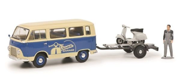 SCH3200 - FORD FK1000 beige con remolque Vespa y figura - 1