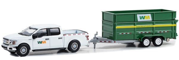 GREEN32290-C - FORD F-150 Supercraw 2018 con remolque basculante WAST MANAGEMENT de la serie Hitch & Tow en blíster - 1