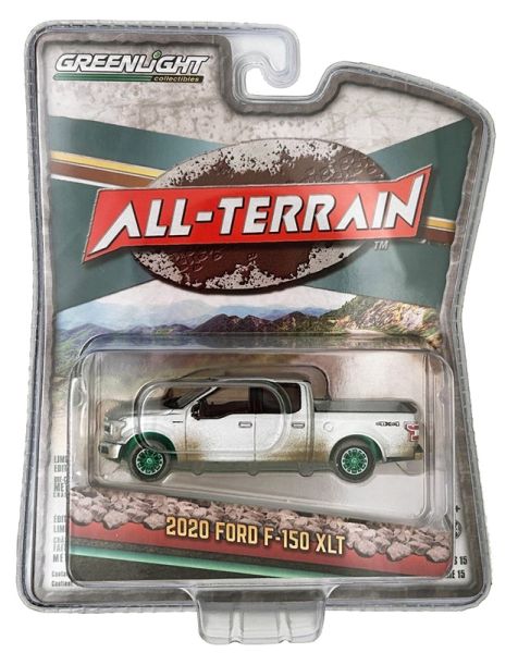 GREEN35270-FVERT - FORD F-150XLT 2020 Gris sucio con llantas verdes de la serie ALL-TERRAIN en blister - 1