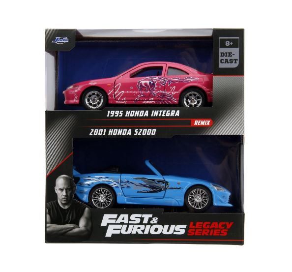 JAD35395 - Pack de 2 coches HONDA Integra 1995 rosa y HONDA S2000 2001Azul FAST and FURIOUS - 1