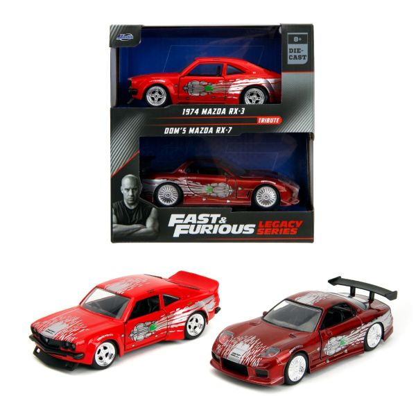 JAD35398 - MAZDA RX-3 1974 Rojo y MAZDA RX-7 FAST & FURIOUS - 1