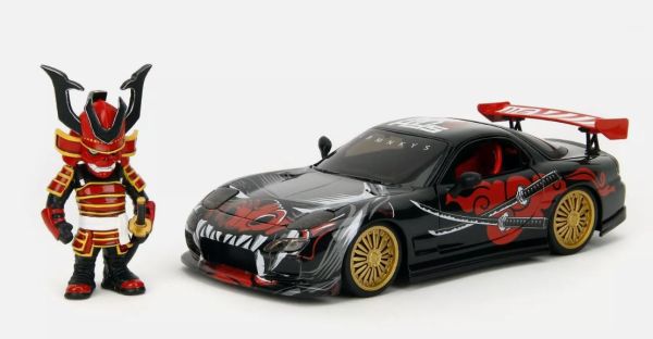 JAD35668 - 1993 MAZDA RX-7 Negro con figura Monos Saru - 1