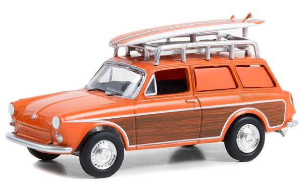 GREEN36070-A - VOLKSWAGEN Type 3 panel Van woody con tabla de surf naranja 1963 de la serie CLUB VEE-DUB en blister - 1