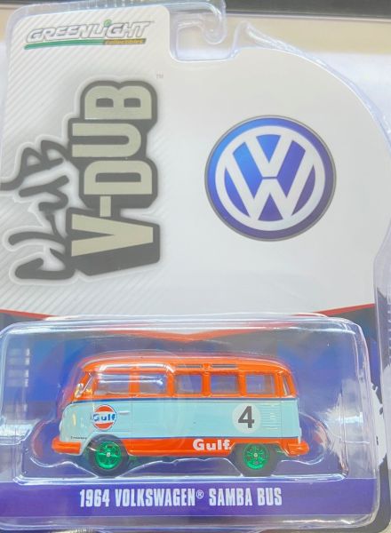 GREEN36070-BVERT - VOLKSWAGEN Samba bus 1964 GULF con llantas verdes de la serie CLUB VEE-DUB en blister - 1