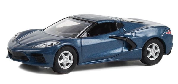 GREEN37270-E - CHEVROLET Corvette C8 stingray 1LT 2020 azul de la serie 50 aniversario de BARRETT JACKSON en blister - 1