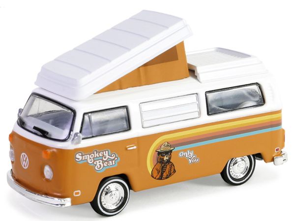 GREEN38060-C - VOLKSWAGEN Tipo 2 Wastfalia Campmobile 1974 Naranja de la serie SMOKEY BEAR en blister - 1