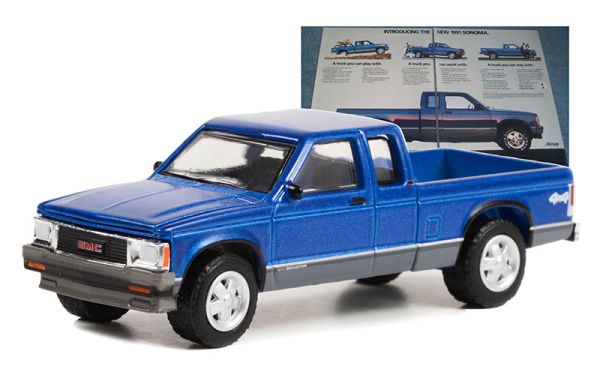 GREEN39110-F - 1991 GMC Sonoma azul de la serie VINTAGE AD CARS en blister - 1