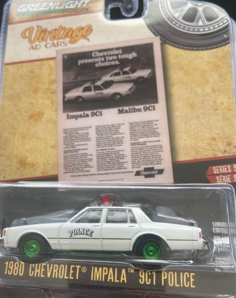 GREEN39130-EVERT - CHEVROLET Impala 9C1 Police 1980 llantas verdes en blister de la serie VINTAGE AD CARS - 1