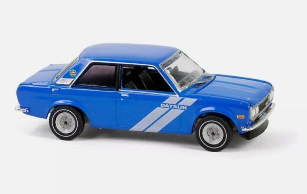 GREEN39150-C - DATSUN 510 1972 azul de la serie VINTAGE AD CARS en blister - 1