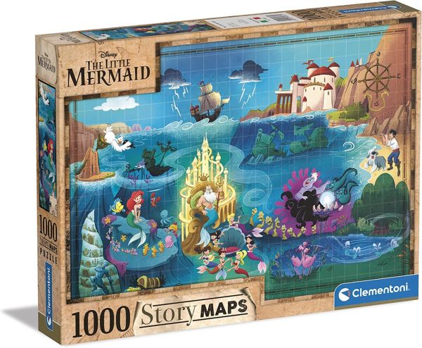 CLE39664 - Puzzle 1000 piezas Disney Maps La Sirenita - 1