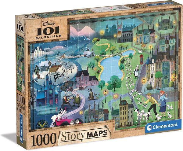 CLE39665 - Puzzle 1000 piezas Mapas Disney 101 Dálmatas - 1