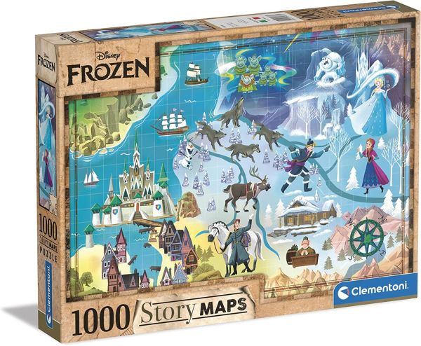 CLE39666 - Puzzle de 1000 piezas Disney Maps Snow Queen - 1