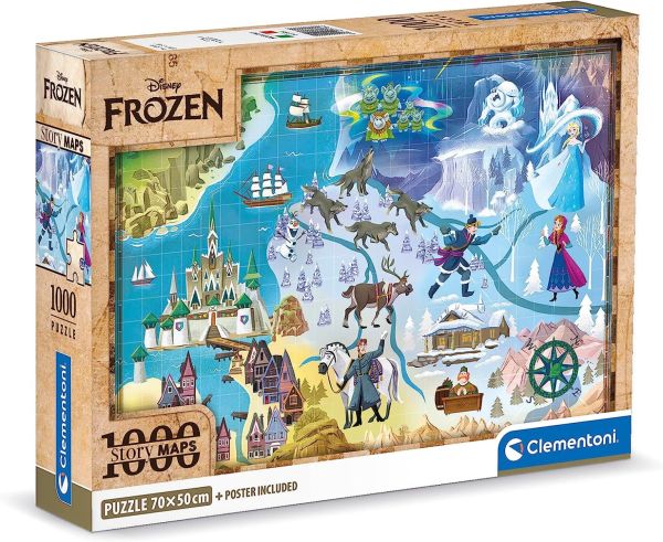 CLE39784 - Mapas Disney Reina de las Nieves Puzzle de 1000 piezas con póster - 1