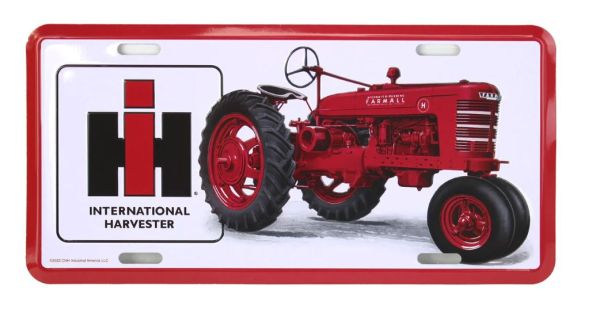 42067 - Placa de metal INTERNATIONAL Harvester con tractor - 30x15 cm - 1