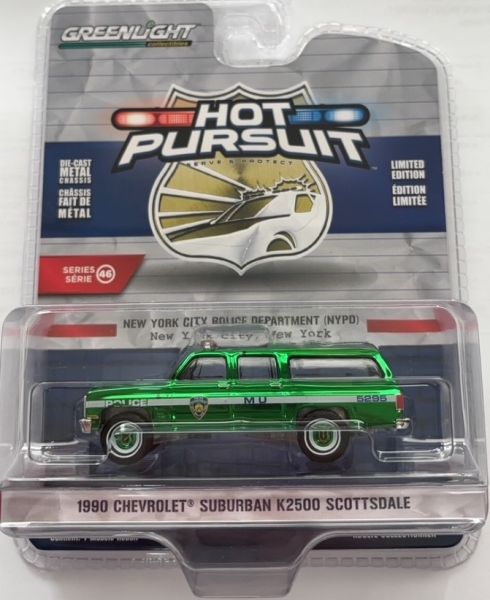 GREEN43040-D-VERT - CHEVROLET Suburban K2500 Scottsdale Green 1990 de la serie HOT PURSUIT en blister - 1