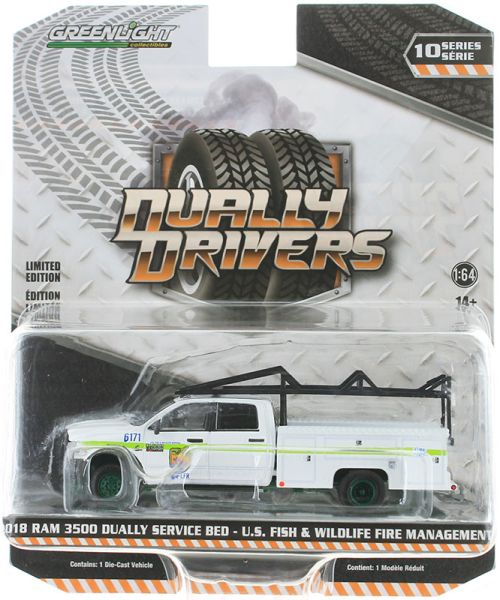 GREEN46100-EVERT - DODGE Ram 3500 con ruedas verdes 2018 U.S. FISH de la serie DUALLY DRIVERS en blister - 1