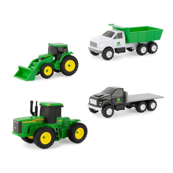 ERT37685-47212 - Conjunto de 4 vehículos JOHN DEERE - Tractores y camiones con volquete y plataforma plana - 1