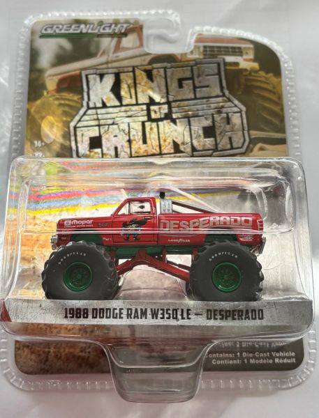 GREEN49120-B_VERT - DODGE Ram W350 LE 1988 Monster truck llantas verdes DESPERADO de la serie KINGS OF CRUNCH en blister - 1