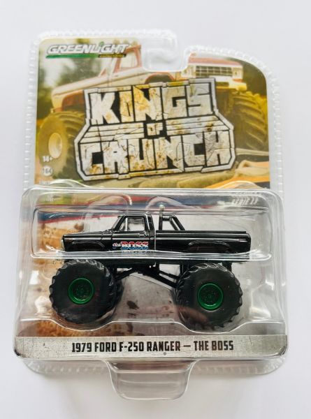 GREEN49130-BVERT - FORD F-250 Ranger 1979 Monster truck con llantas verdes THE BOSS de la serie KINGS OF CRUNCH en blister - 1