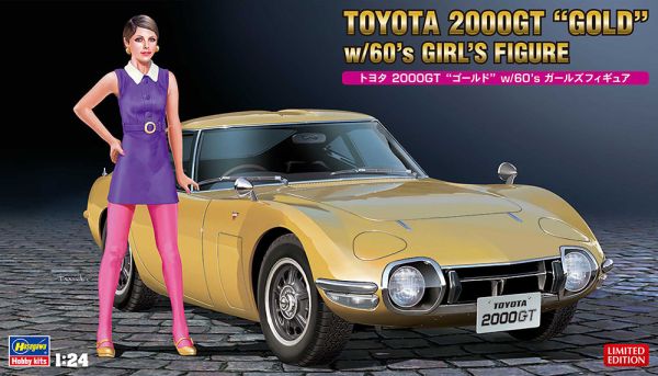 HAW52333 - TOYOTA 2000GT Gold con figura de los años 60 para montar y pintar - 1