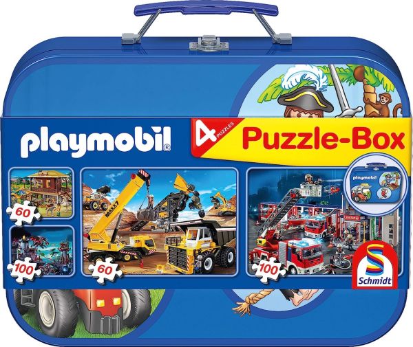 SCM55599 - 4 Puzzles PLAYMOBIL Box 60 y 100 Piezas azul - 1