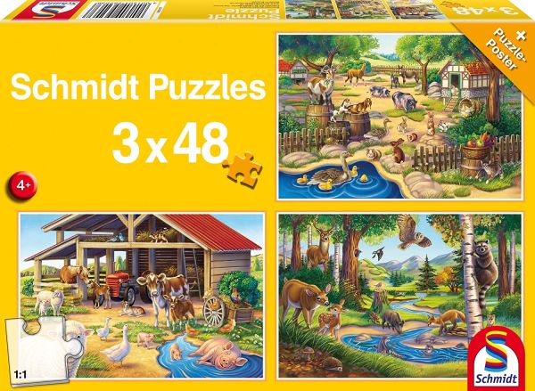 SCM56203 - 3 Puzzles 48 piezas Todos mis animales favoritos - 1