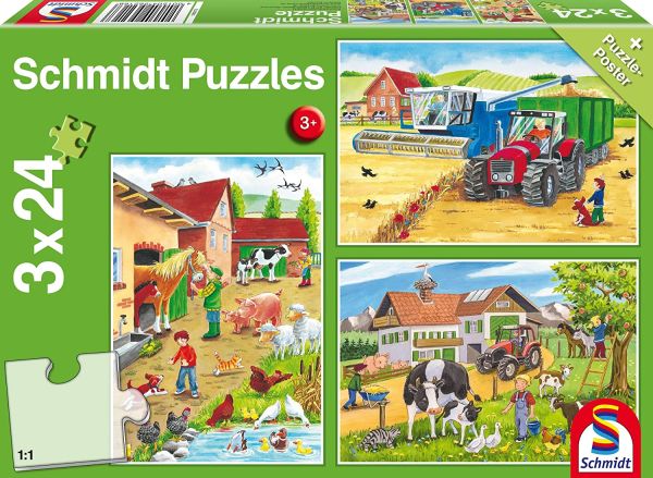 SCM56216 - 3 Puzzles de 24 piezas de granja con póster - 1