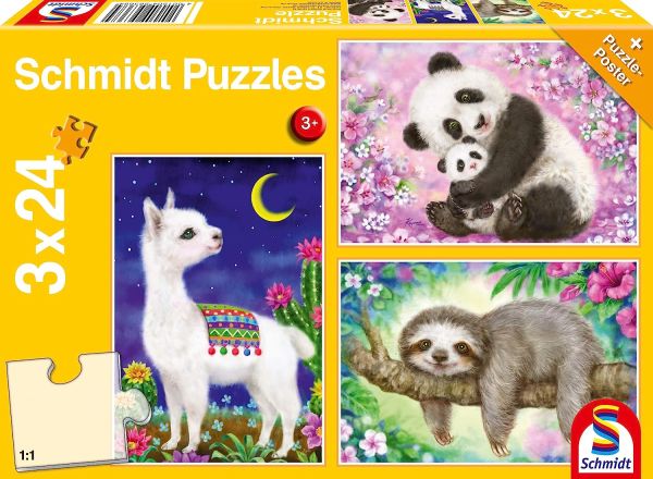 SCM56368 - 3 Puzzles de 24 piezas Panda Lama y Perezoso - 1