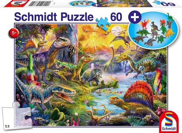 SCM56372 - Puzzle de dinosaurios con figuras - 60 piezas - 1