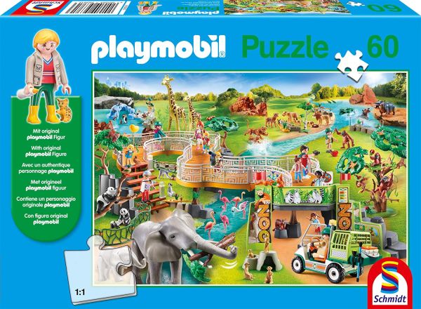 SCM56381 - Puzzle Playmobil Zoo 60 piezas con figura - 1