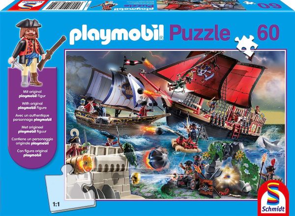 SCM56382 - Puzzle de 60 piezas PLAYMOBIL Piratas con figura - 1