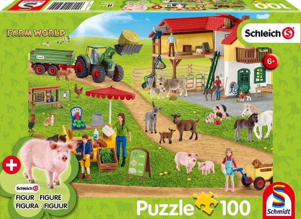 SCM56404 - Puzzle Granja y tienda SHCLEICH de 100 piezas con figura - 1