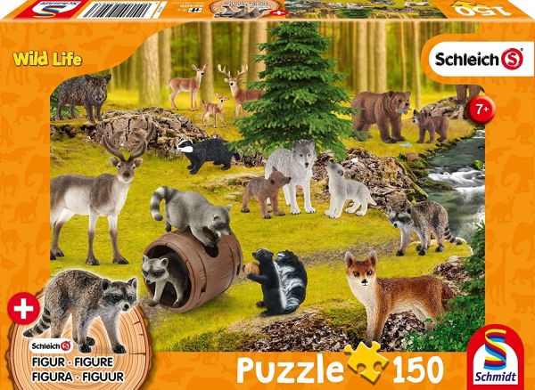 SCM56406 - Puzzle de 150 piezas SCHLEICH animales salvajes con figurita - 1