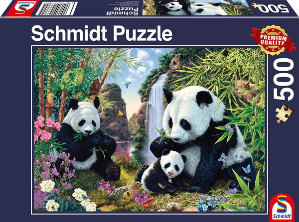 SCM57380 - Puzzle de 500 piezas Familia panda en la cascada - 1